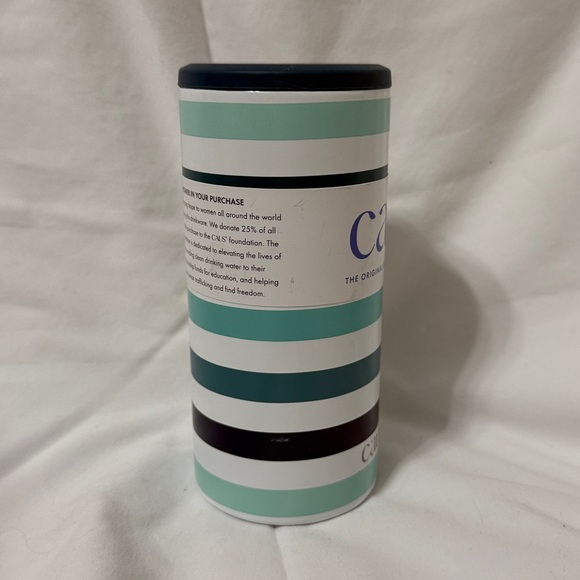 NWT Caus Blue Striped Stainless Steel Drink Tumbler or Can Cooler - Picture 4 of 9